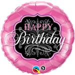Birthday Pink and Black Mylar Balloon