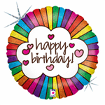 Retro Rainbow Birthday Mylar Balloon