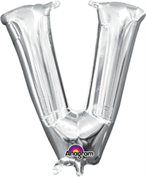 Air Filled Letter (V) Balloon 16in - Silver