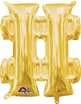 Air Filled Symbol (#) Balloon 16in - Gold