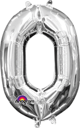 Air Filled Number (0) Balloon 16in - Silver