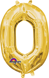 Air Filled Number (0) Balloon 16in - Gold