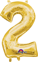 Air Filled Number (2) Balloon 16in - Gold
