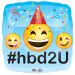 Emoji Birthday #hbd2U foil 18 inch Balloon