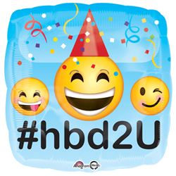 Emoji Birthday #hbd2U foil 18 inch Balloon