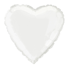 White Heart Mylar Balloon