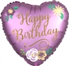 Birthday Satin Flowers 18" Heart Foil Balloon