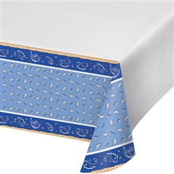 Blue Bandana Print Plastic Table Cover