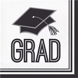 School Spirit White Graduation Luncheon Napkins