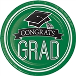 School Spirit Congrats Grad Green 9" Plates
