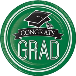 School Spirit Congrats Grad Green 9" Plates