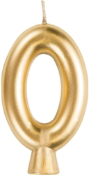 Metallic Gold Number 0 Candle