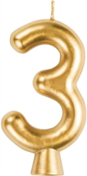 Metallic Gold Number 3 Candle