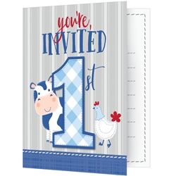 Farmhouse 1st Birthday Boy Invitations