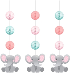 Enchanting Elephant PInk Hanging Cutouts Decoration