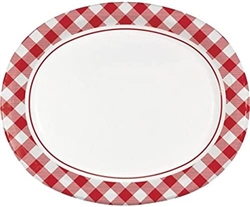 Classic Red Gingham Oval 12" Platter Plates