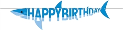 Shark Party Happy Birthday Ribbon Banner