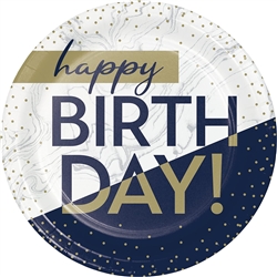 Happy Birthday Navy & Gold Milestone 30 - 7" Dessert Plates