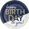 Happy Birthday Navy & Gold Milestone 7" Dinner Plates