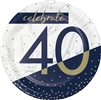 Happy Birthday Navy & Gold Milestone 40 - 7" Dessert Plates
