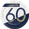 Happy Birthday Navy & Gold Milestone 60 - 7" Dessert Plates