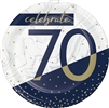 Happy Birthday Navy & Gold Milestone 70 - 7" Dessert Plates