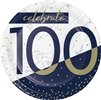 Happy Birthday Navy & Gold Milestone 100 - 7" Dessert Plates