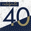 Happy Birthday 40 Navy & Gold Milestone Luncheon Napkins
