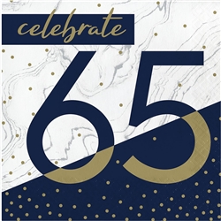 Happy Birthday 65 Navy & Gold Milestone Luncheon Napkins