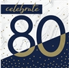 Happy Birthday 80 Navy & Gold Milestone Luncheon Napkins