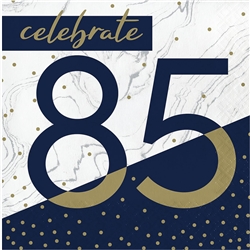 Happy Birthday 85 Navy & Gold Milestone Luncheon Napkins