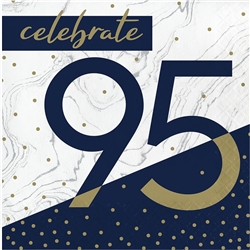 Happy Birthday 95 Navy & Gold Milestone Luncheon Napkins