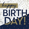 Happy Birthday Navy & Gold Milestone Beverage Napkins
