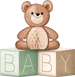 Teddy Bear Baby Blocks Honeycomb Centerpiece