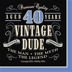Vintage Dude 40th Luncheon Napkins
