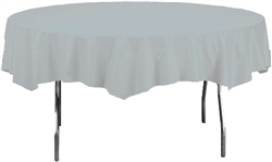 Shimmering Silver 82" Plastic Octy Round Table Cover