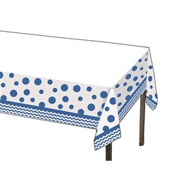 True Blue Polka Dots and Chevron Table Cover