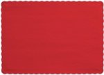 Classic Red Paper Scalloped Edge Placemats - 9.45" x 13.25"