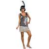 SILVER 1920'S FLAPPER ADULT COSTUME - MEDIUM