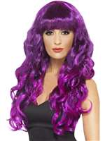 Siren Long Curly Black-Purple Wig