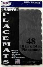 Black Placemats - Plastic- 48 Ct