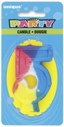 Rainbow Number 5 Birthday Candle