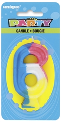 Rainbow Number 6 Birthday Candle