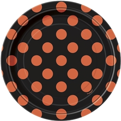 Orange & Black Polka Dots Dessert Plates