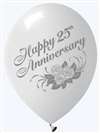 25th Anniversary Latex Balloons - White