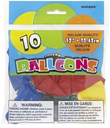 Standard Assorted 12in 10 Count Latex Balloons