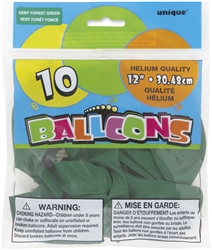 Deep Forest Green 12in 10 Count Latex Balloons