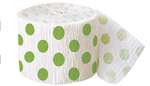 Lime Green Polka Dots Crepe Streamer - 30Ft