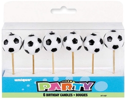 Soccer Ball 3D Pick Candles - 6 Count