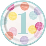 Pink Dots First Birthday 7 Inch Plates
